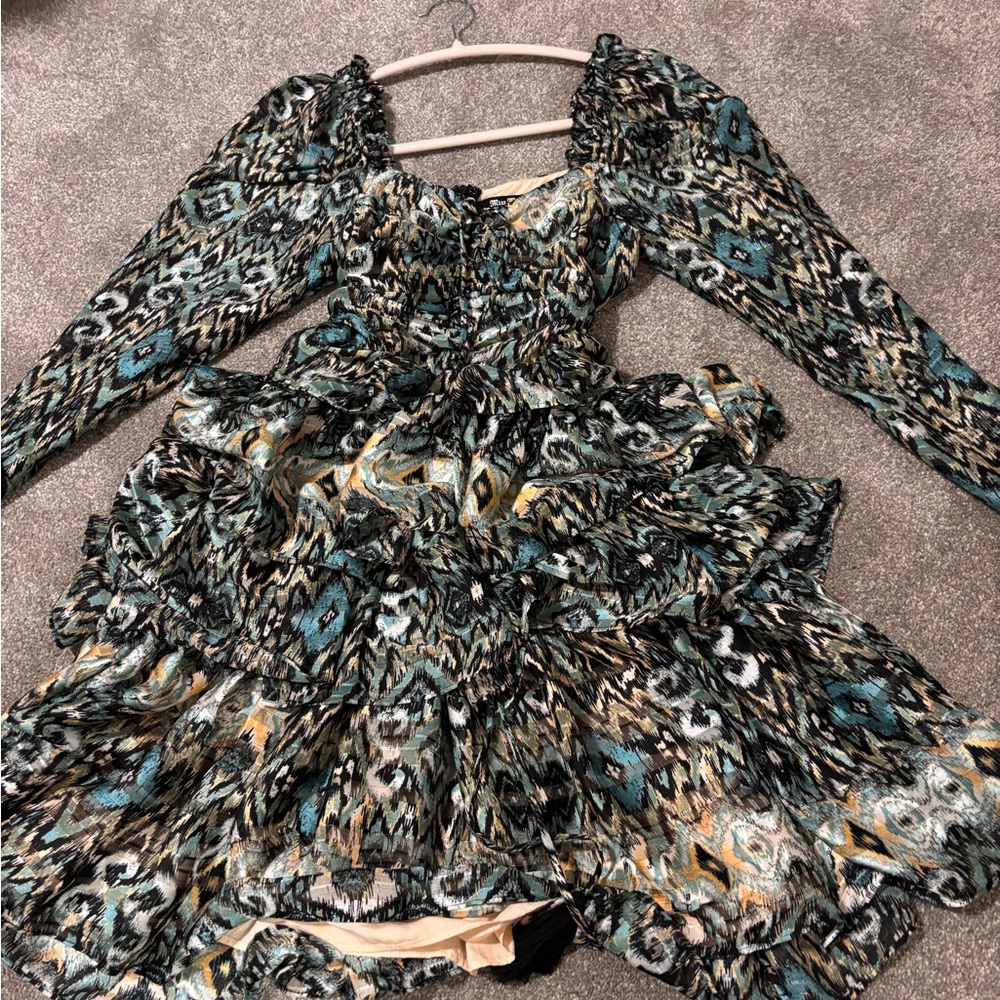 Patterned Long Sleeve Dress